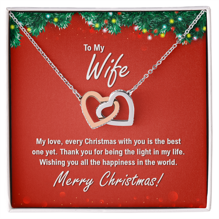 To My Wife For Christmas - Interlocking Hearts Necklace