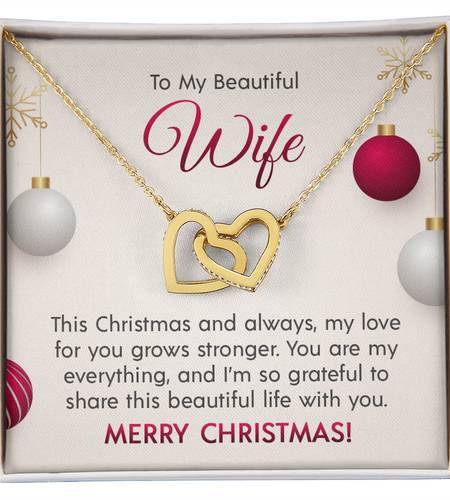 To My Beautiful Wife - Interlocking Hearts Necklace
