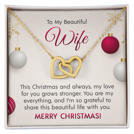 To My Beautiful Wife - Interlocking Hearts Necklace