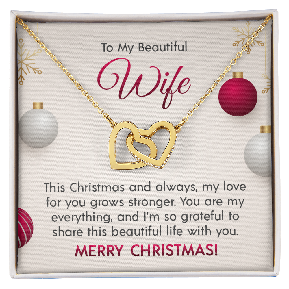 To My Beautiful Wife - Interlocking Hearts Necklace