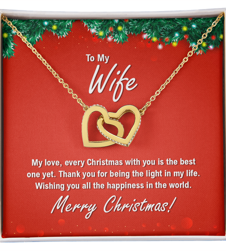 To My Wife For Christmas - Interlocking Hearts Necklace