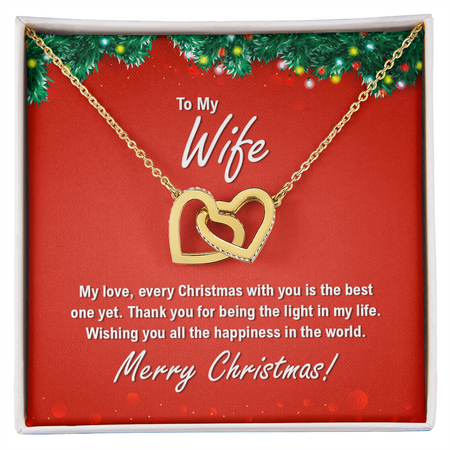 To My Wife For Christmas - Interlocking Hearts Necklace