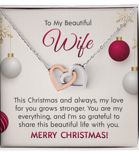 To My Beautiful Wife - Interlocking Hearts Necklace