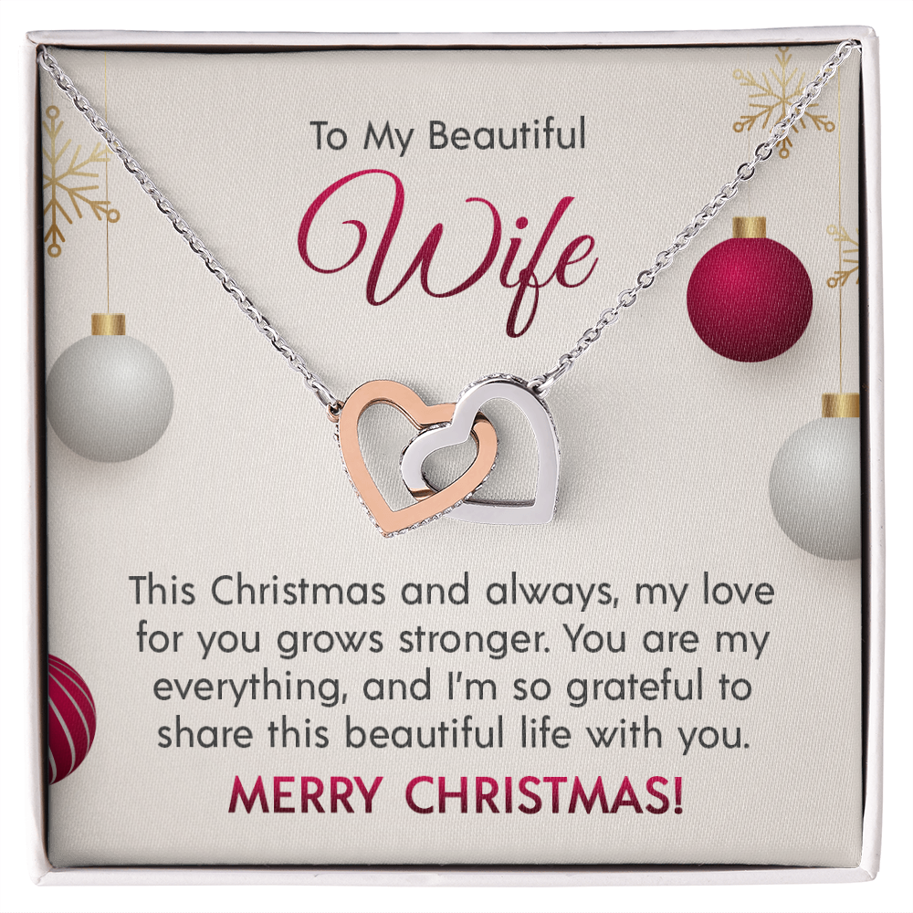 To My Beautiful Wife - Interlocking Hearts Necklace