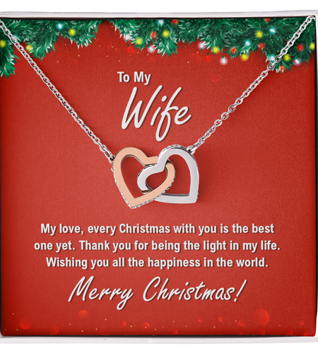 To My Wife For Christmas - Interlocking Hearts Necklace