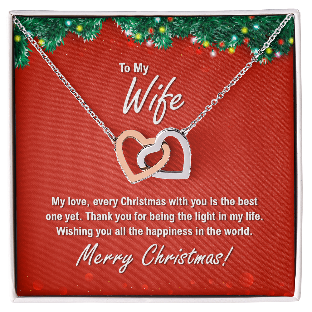 To My Wife For Christmas - Interlocking Hearts Necklace
