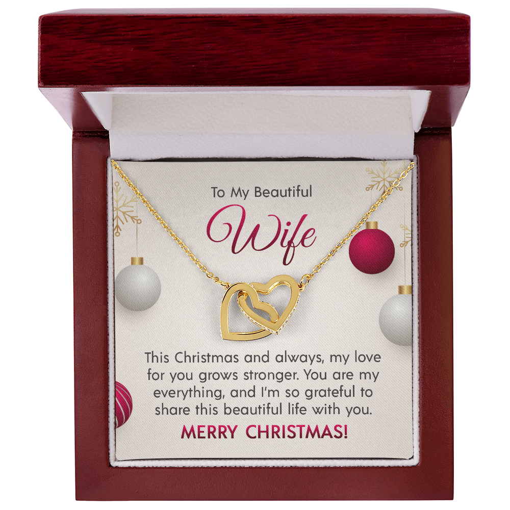 To My Beautiful Wife - Interlocking Hearts Necklace