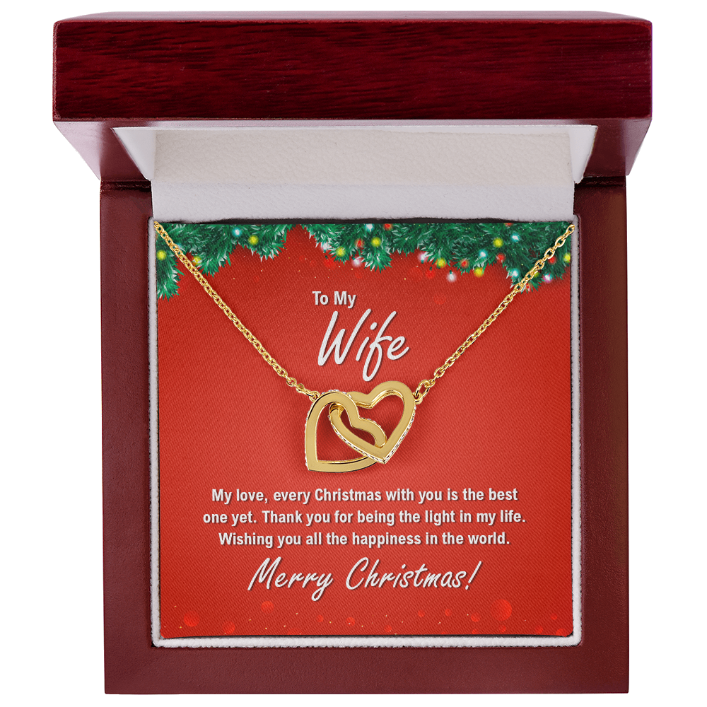 To My Wife For Christmas - Interlocking Hearts Necklace