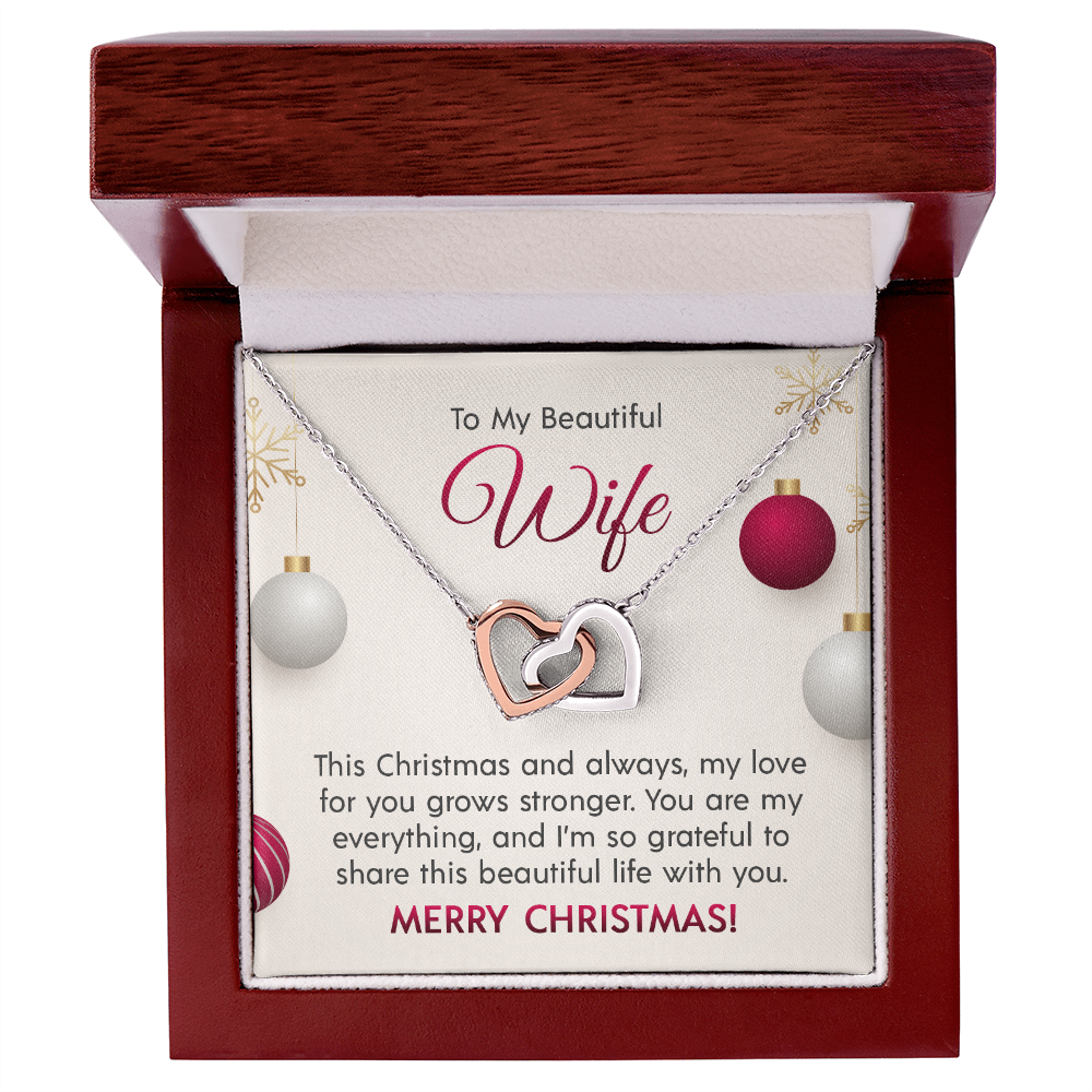 To My Beautiful Wife - Interlocking Hearts Necklace