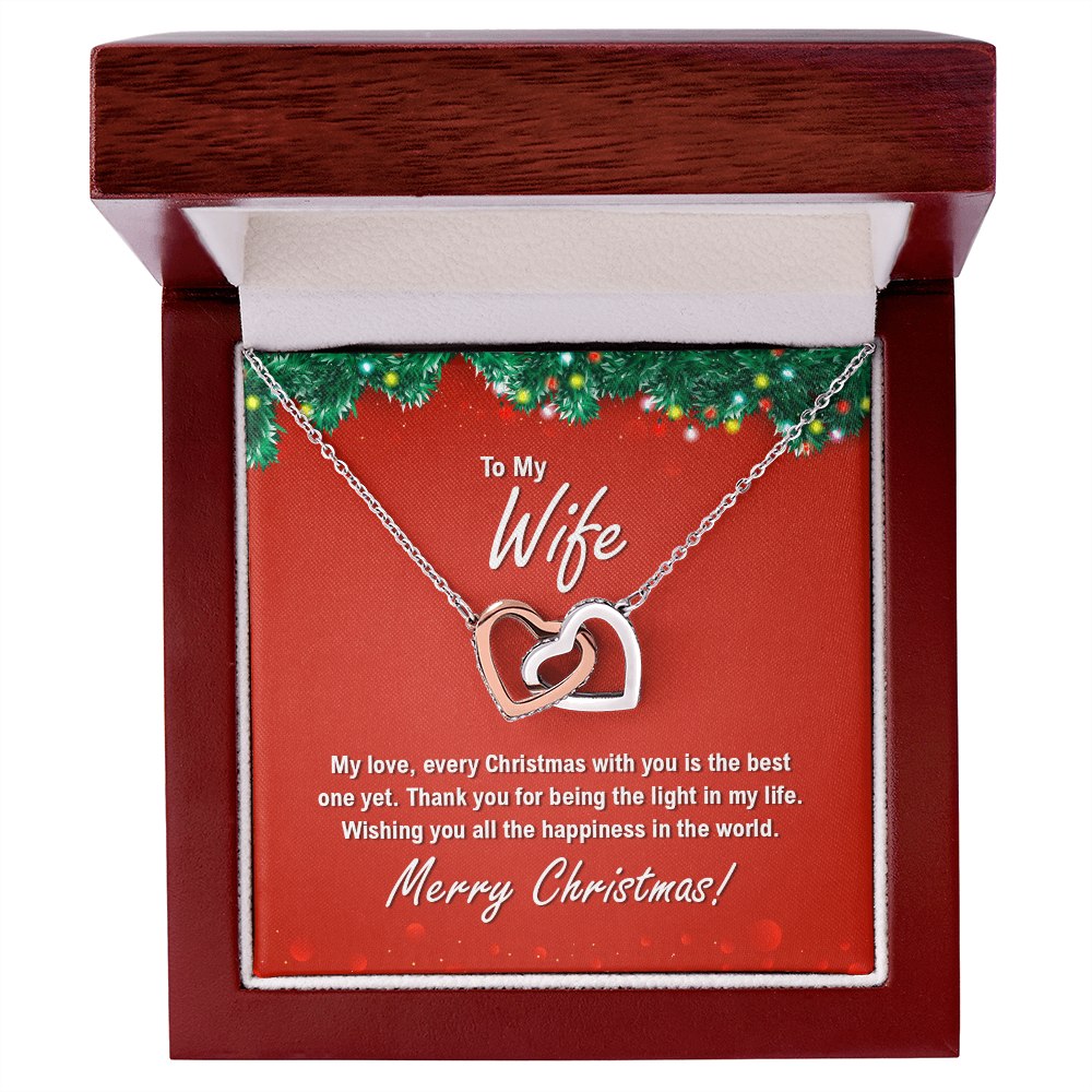 To My Wife For Christmas - Interlocking Hearts Necklace